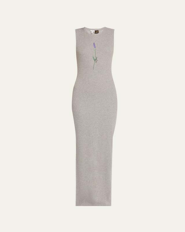 x Paula's Ibiza Flower Print Rib Maxi Tank Dress